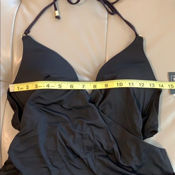 Bar III Draped-Front Halter One-Piece Swimsuit - Picture 4 of 8